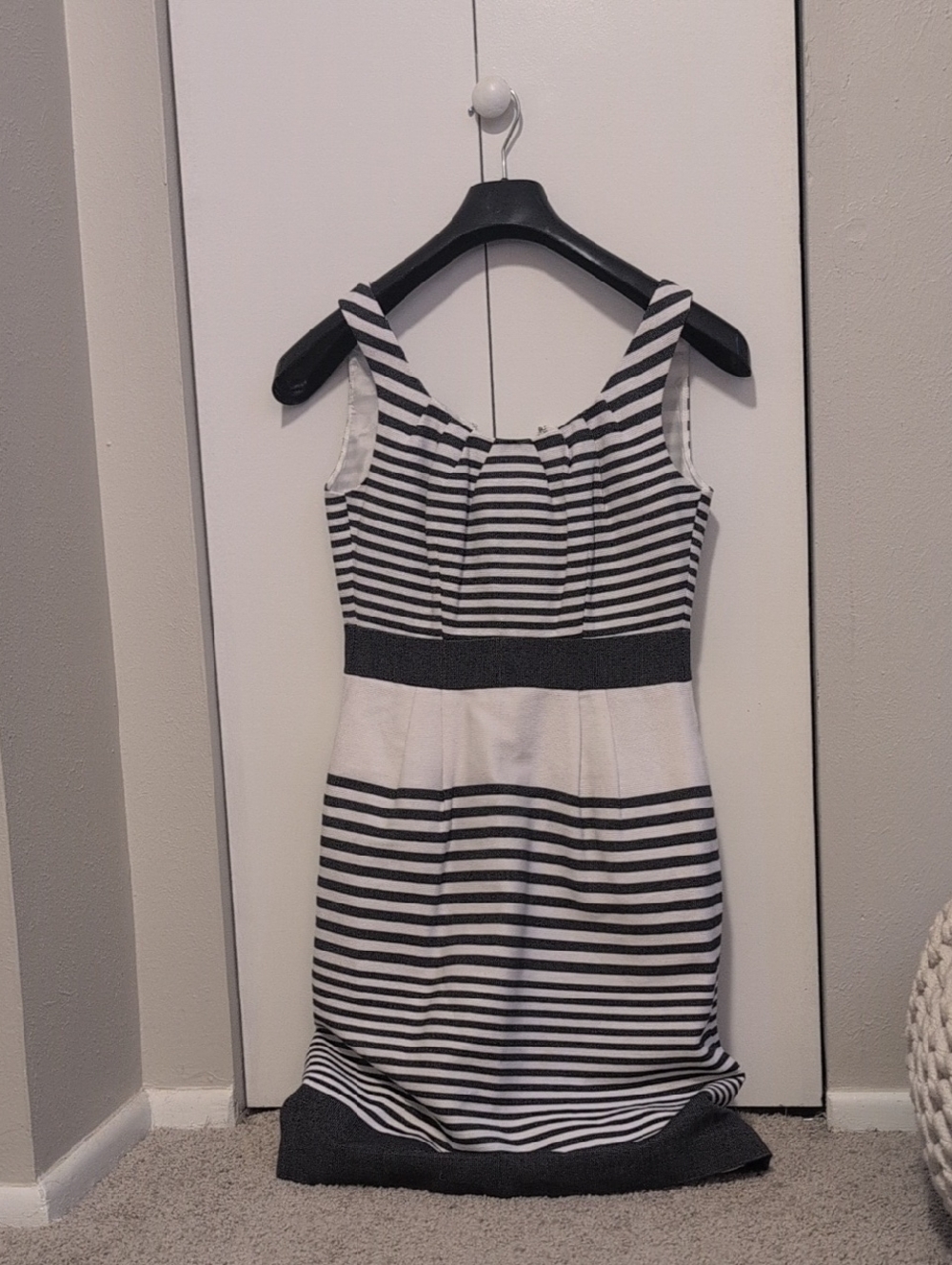 Banana Republic Black and White Striped Sheath Dress
